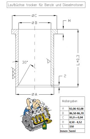 Zylinderlaufbuchse für (Daedong Gasmotor 4A220)